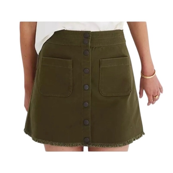 MADEWELL Raw Hem A-Line Mini Skirt in Kale - Picture 1 of 2